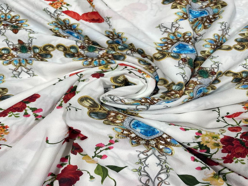 Imported Georgette White Multicolor Floral 1
