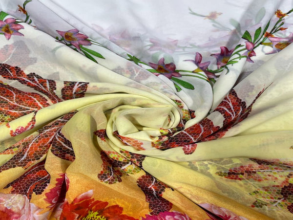 Multicolor Floral Imported Georgette Fabric