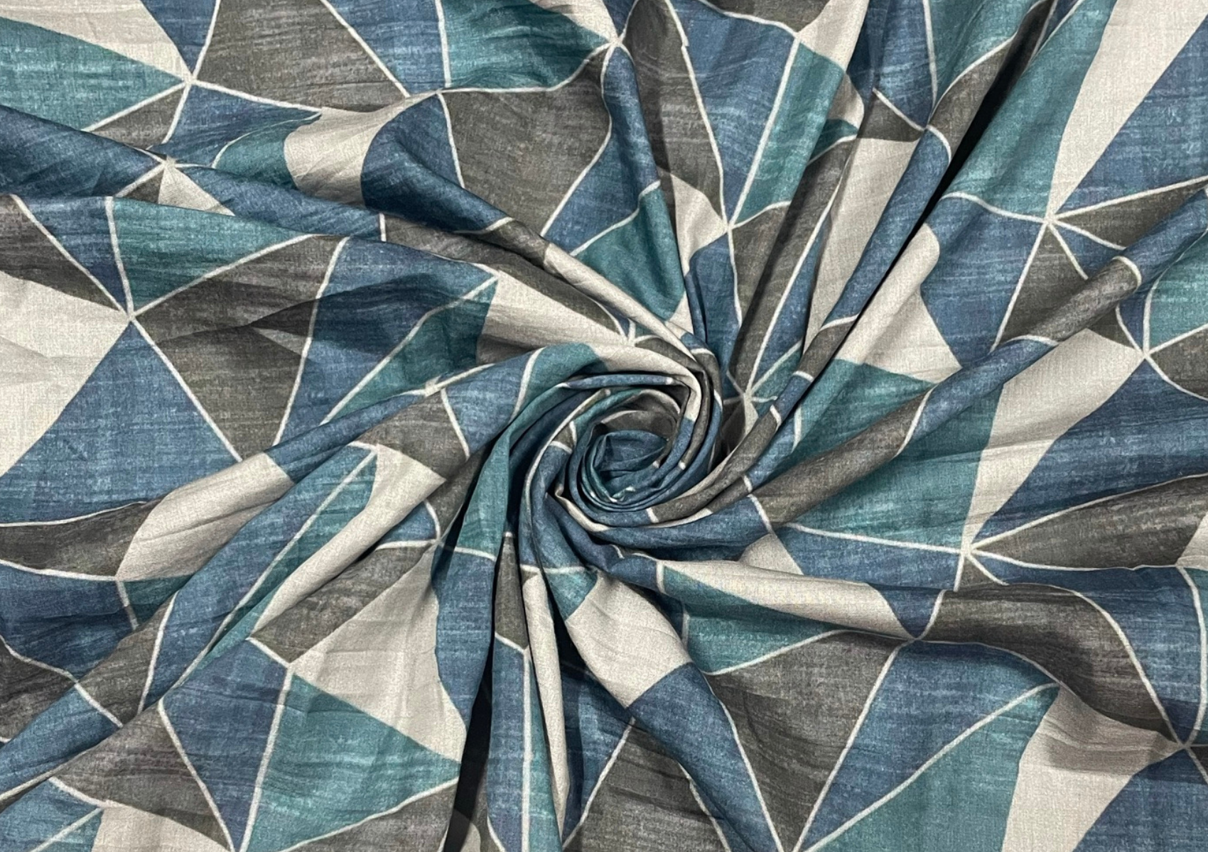 Pure Cotton Silk Blue Grey Geometric Print