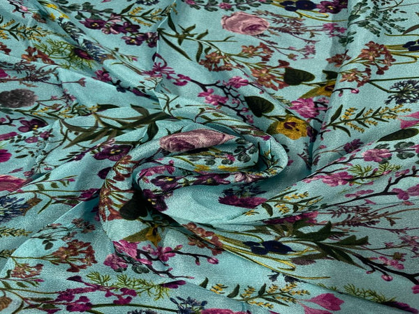Sea Green Floral Chiffon Fabric