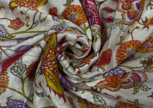 Multicolor Floral Chanderi Silk Fabric