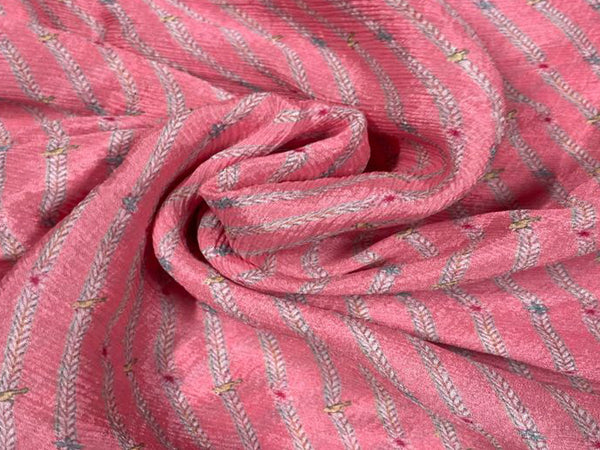 Pink Stripes Chiffon Fabric