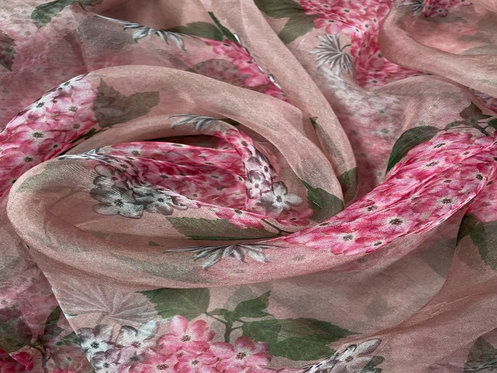 Pure Organza Onion Pink Floral