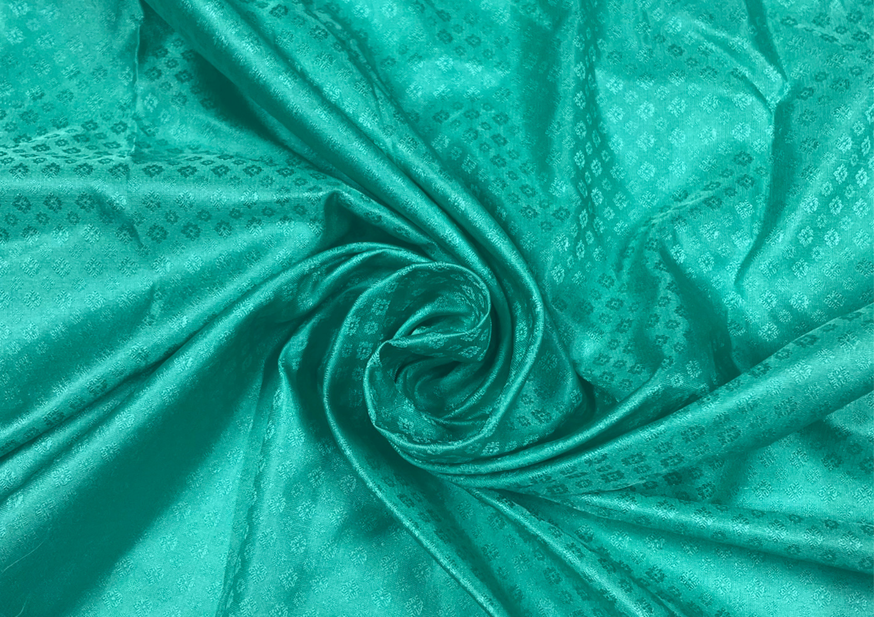 Turquoise Green Gemoetric Pure Tanschui Silk Fabric