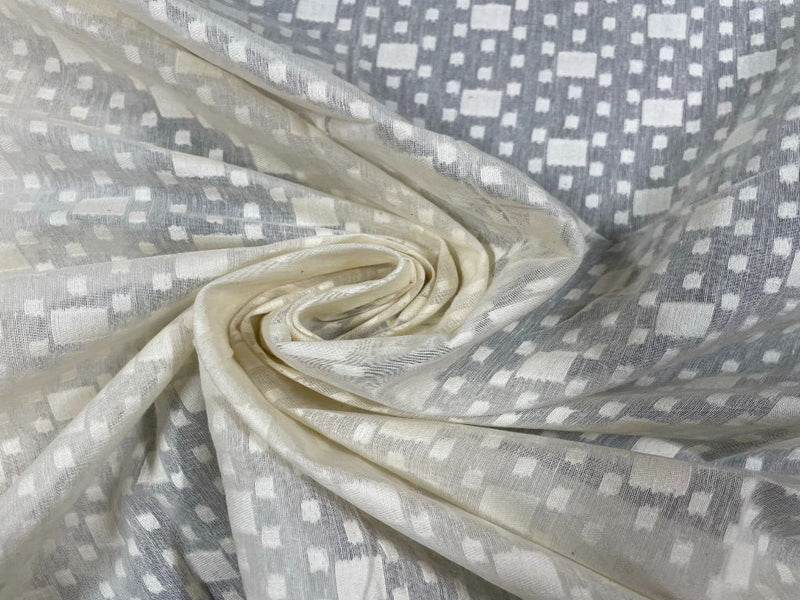 White Abstract Dyeable Pure Chanderi Fabric