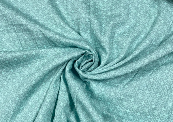 Aqua Blue Geometric Printed Pure Cotton Silk Fabric