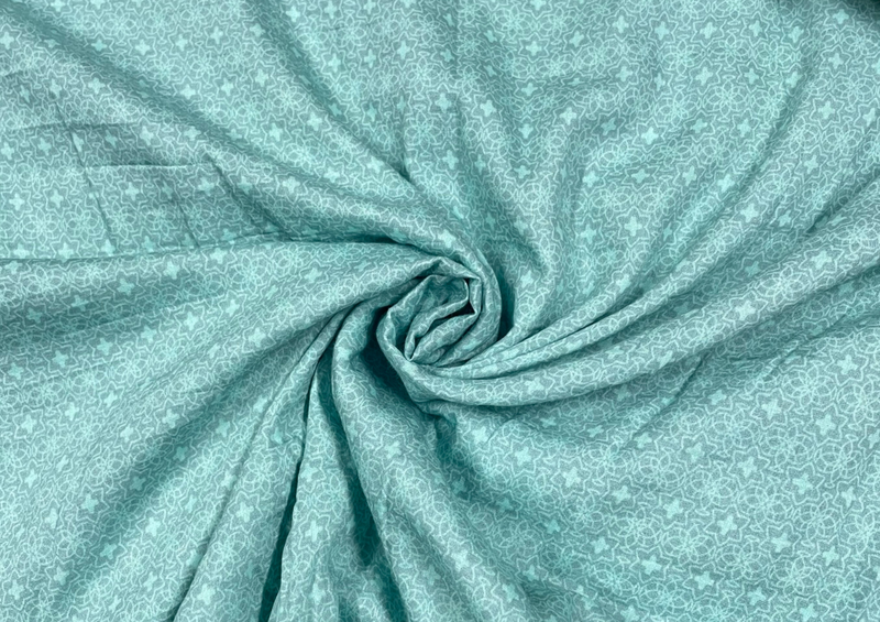 Pure Cotton Silk Aqua Blue Geometric Print
