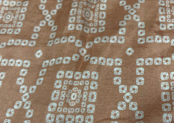 Peach Geometric Printed Habutai Silk Fabric