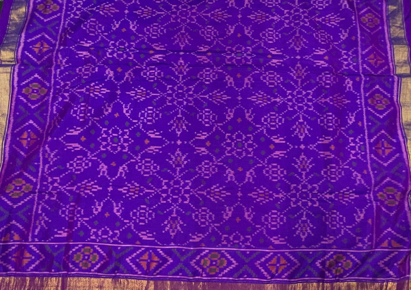 Pure Silk Ikat Dupatta Purple