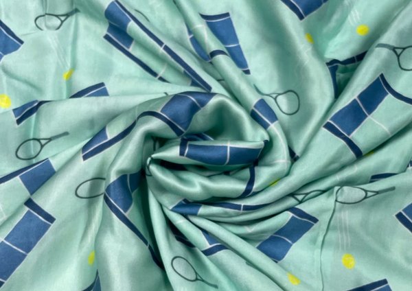 Blue Quirky Modal Satin Fabric
