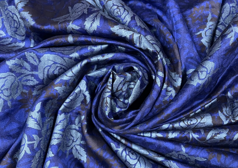 Pure Silk Blue Floral Print