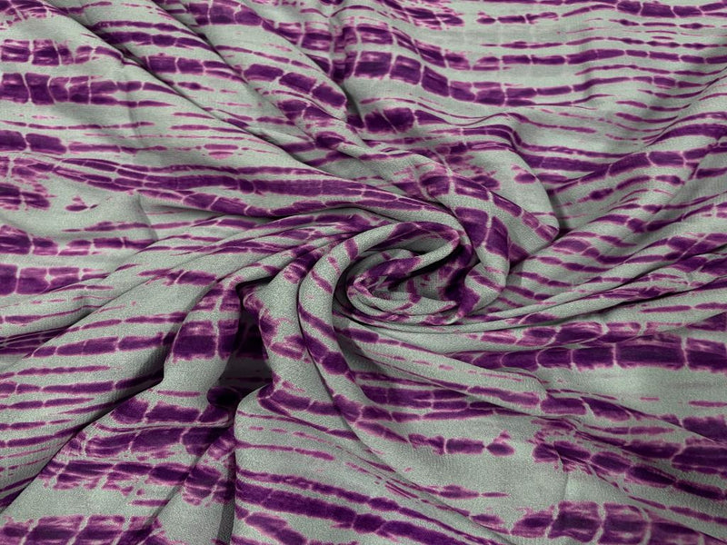 Georgette Purple Grey Abstract