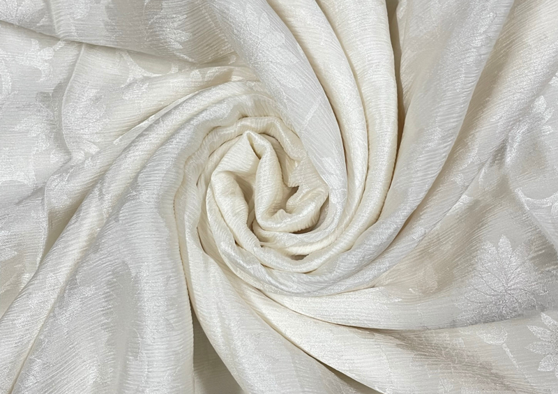 Dyeable Pure Wrinkle Crepe Jacquard White Floral