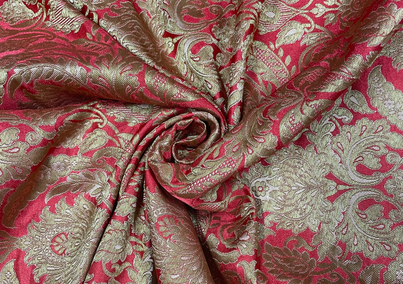 Pure Brocade Red Golden Floral 4
