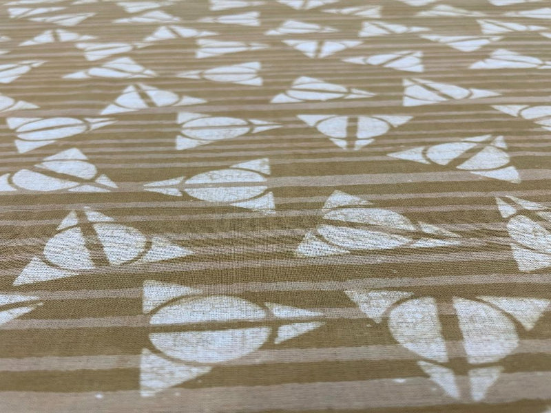 Cotton Cambric Dabbu Light Mustard Geometric Print
