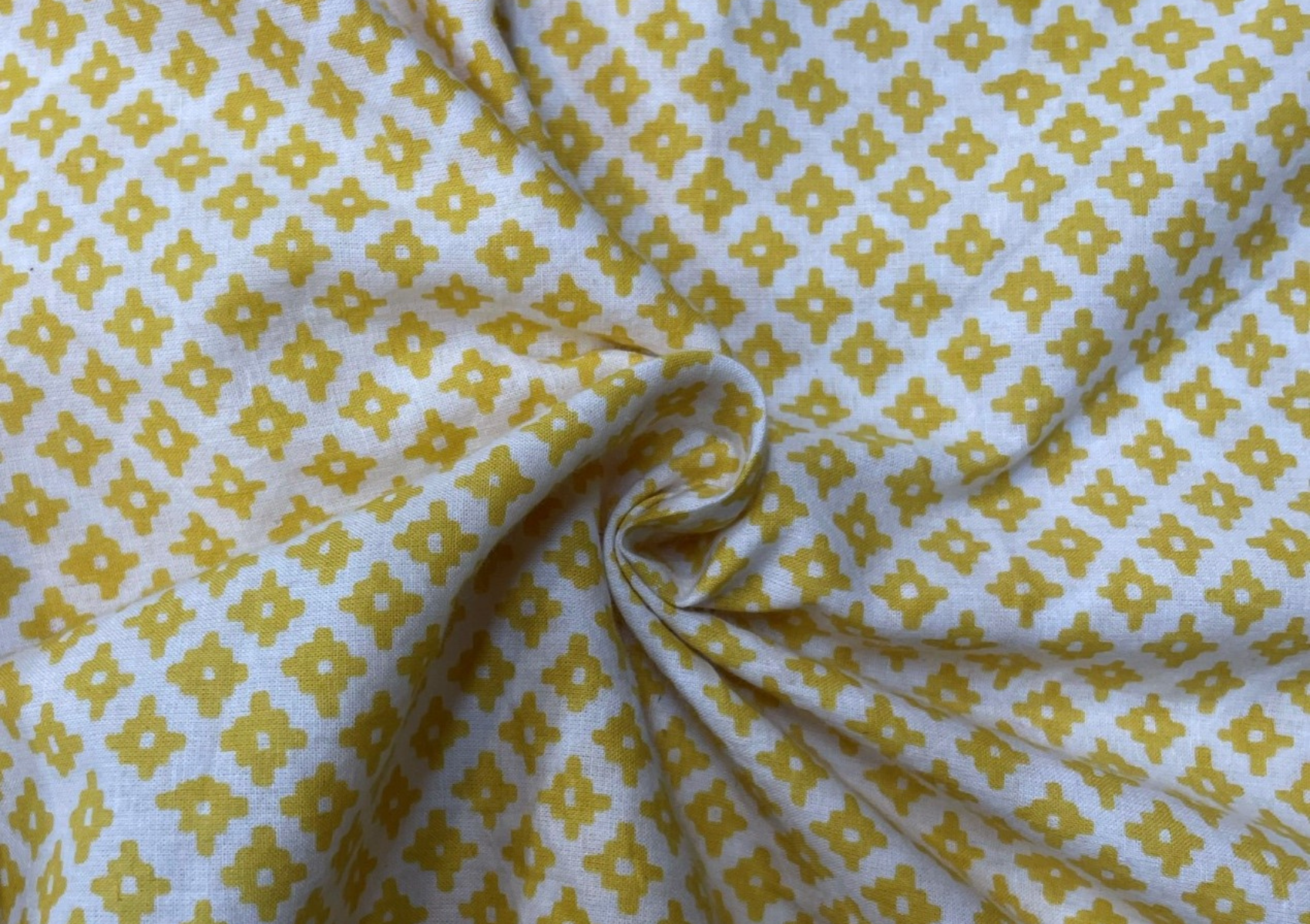 Yellow Motifs Cotton Voil Print Fabric