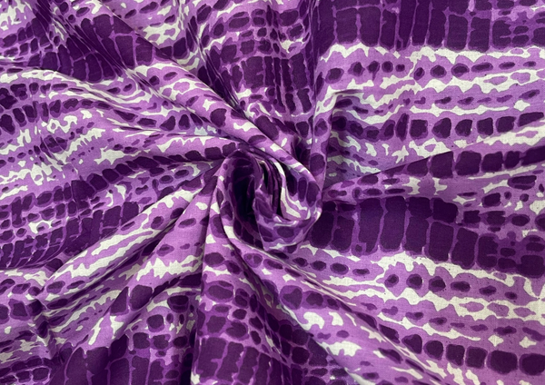 Purple Abstract Cotton Cambric Print Fabric