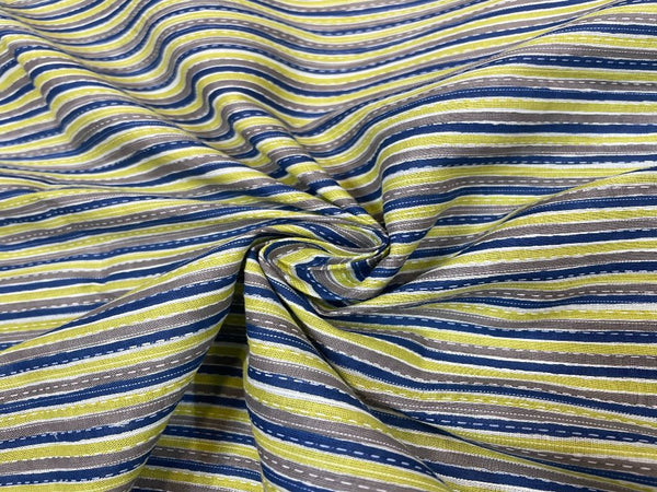Multicolor Stripes Cotton Cambric Kantha Print Fabric