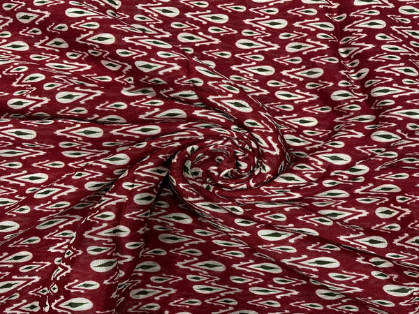 Maroon Abstract Chiffon Fabric