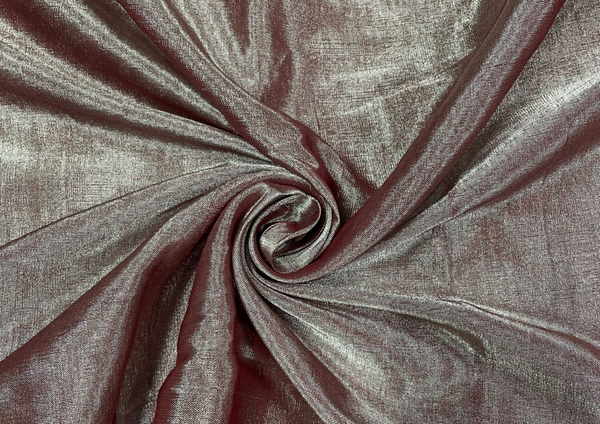 Rose Gold Silver Plain Pure Silk Tissue Fabric