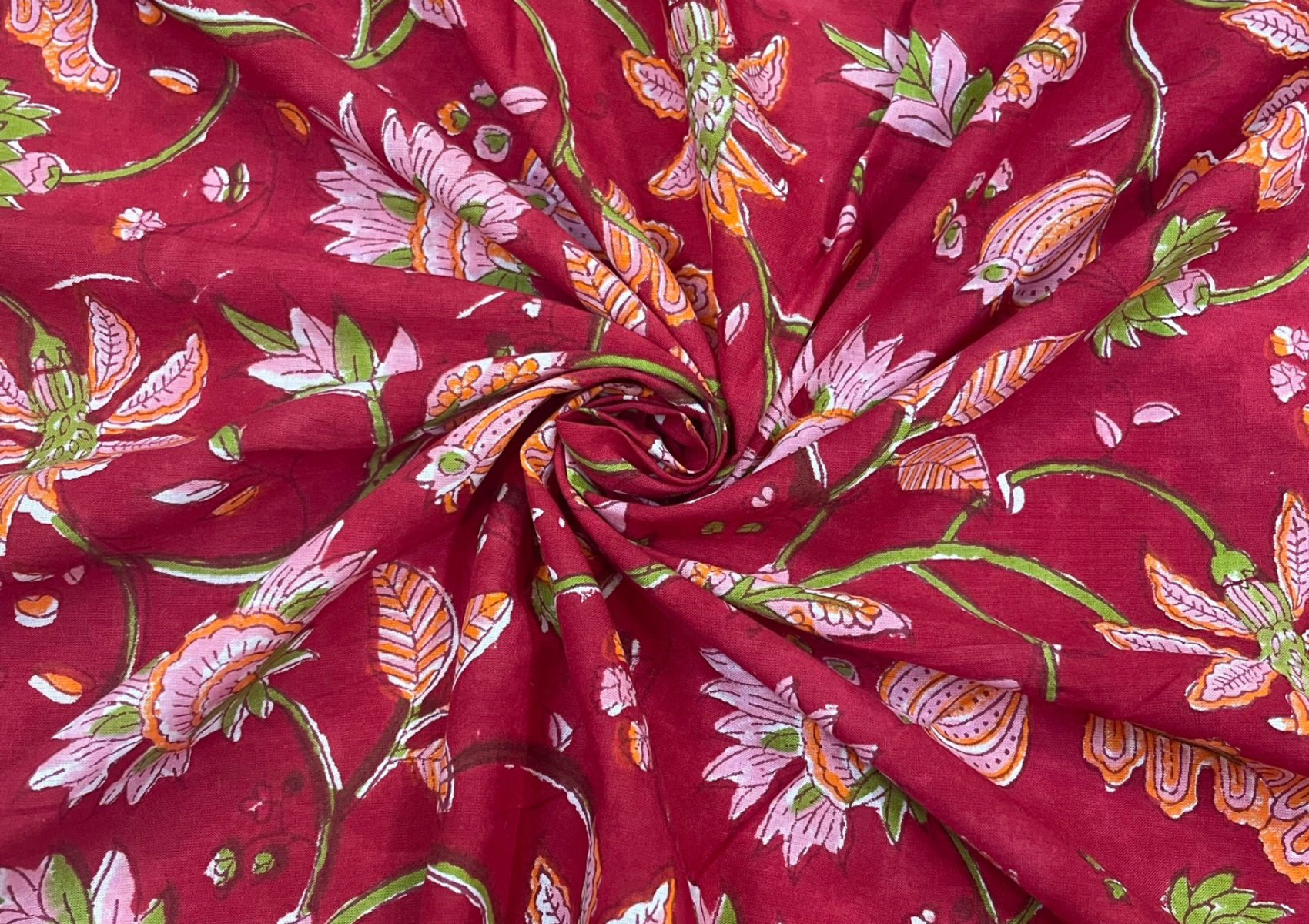 Cotton Voil Red Multicolor Floral Print