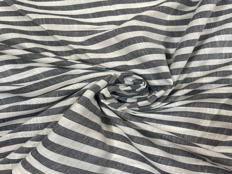 Black & White Stripes Yarn Dyed Cotton Fabric