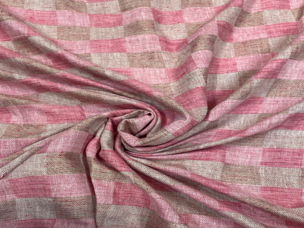 Yarn Dyed Cotton Pink Beige Checks
