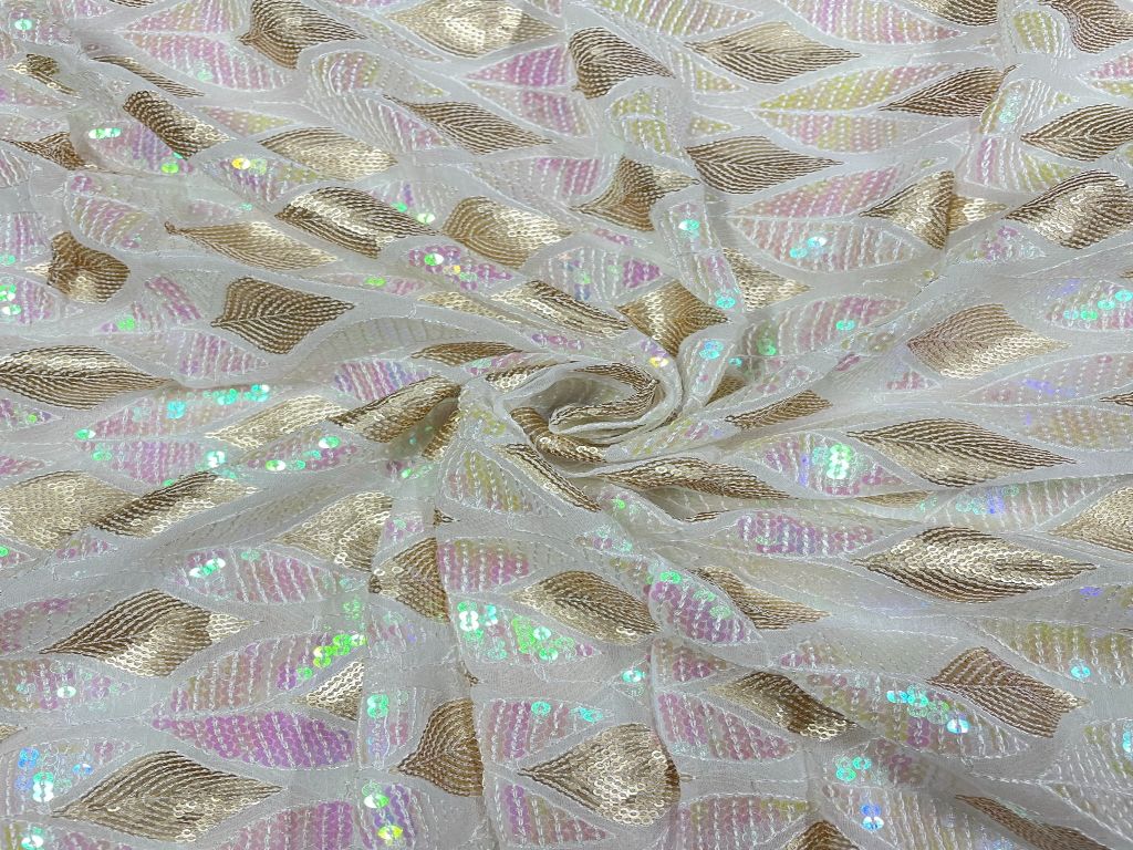 White Dyeable Embroidered Georgette Fabric