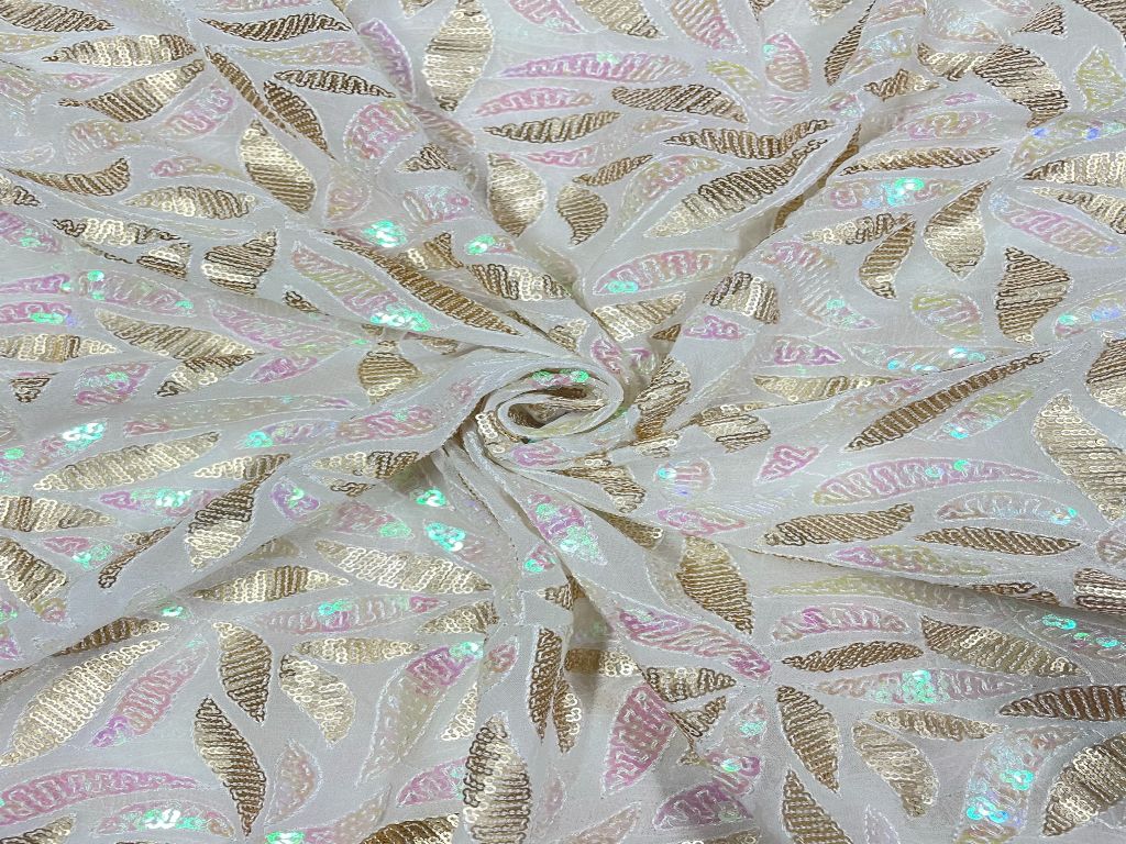 White Dyeable Embroidered Georgette Fabric