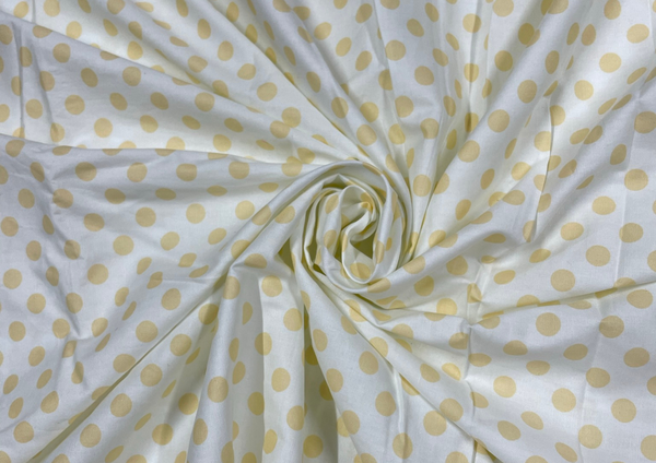 Japanese Cotton Cream Yellow Polka Dots Print
