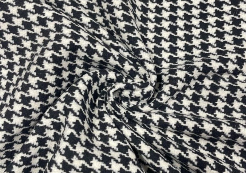 Black & White Abstract Wool Fabric