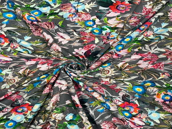 Multicolor Floral Corduroy Fabric