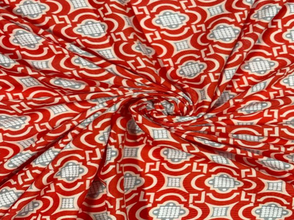 Red Abstract Corduroy Fabric