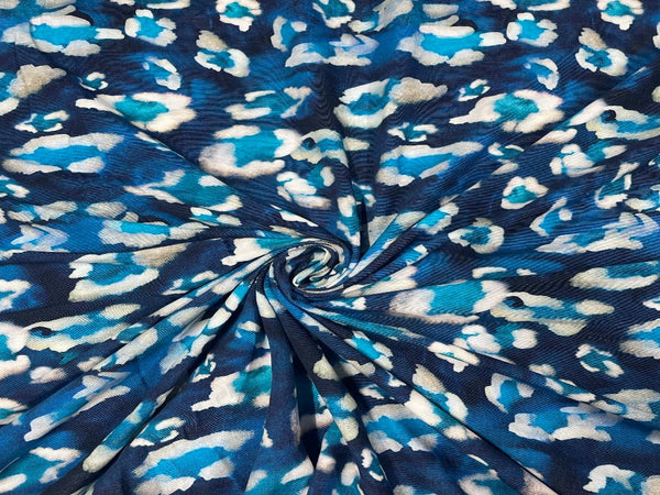 Blue Abstract Corduroy Fabric