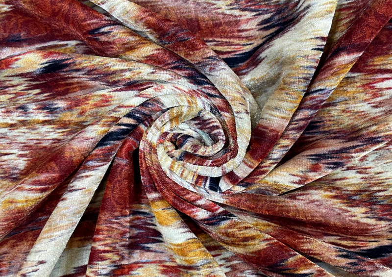 Pure Silk Velvet Multicolor Abstract Print 1
