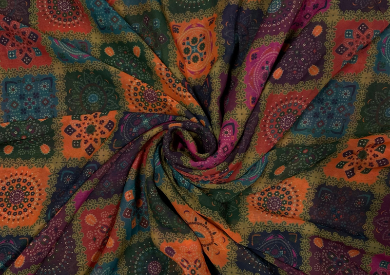 Multicolour Floral Printed Georgette Fabric