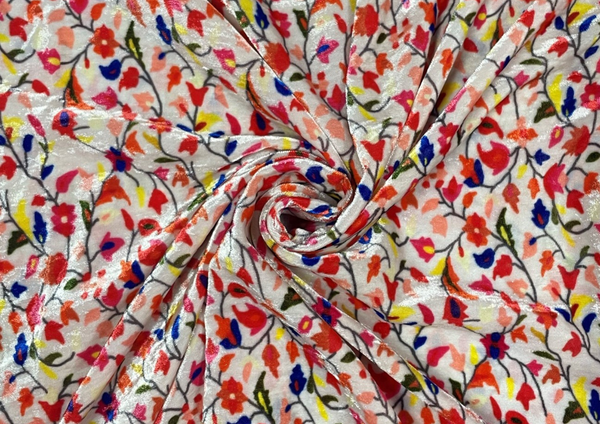 Multicolour Floral Printed Velvet Fabric