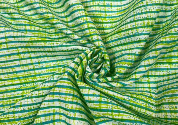 Green Stripes Cotton Cambric Print Fabric