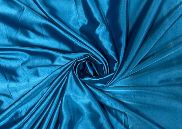 Peacock Blue Plain Satin Fabric