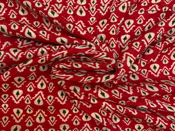 Red Abstract Chiffon Fabric