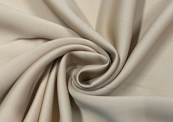 Beige & Navy Blue Dual Color Plain Sandwich Polyester Fabric