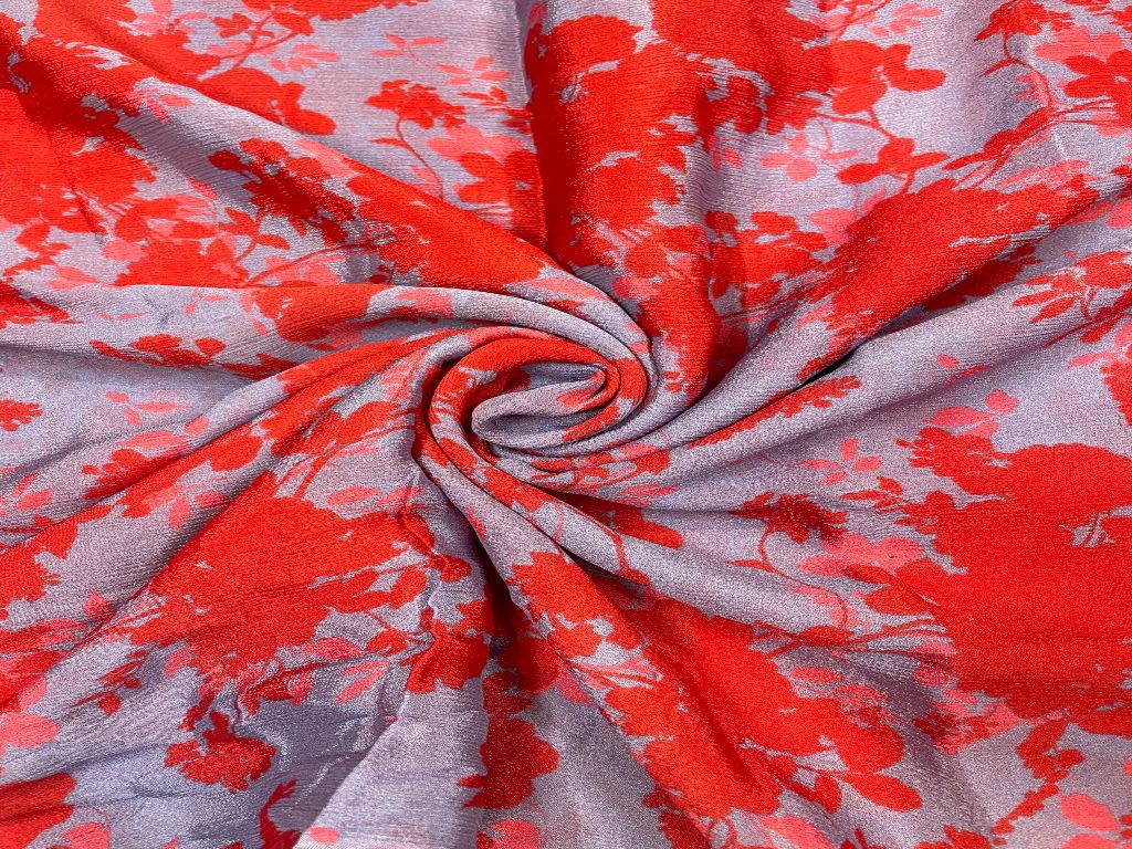 Chiffon Dark Lilac Coral Abstract