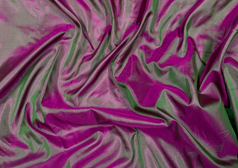 Pure Silk Two Tone Pink Green 1