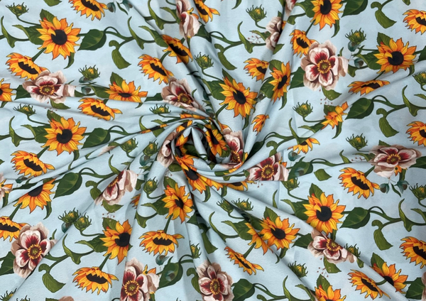 Multicolour Floral Printed Semi Crepe Fabric