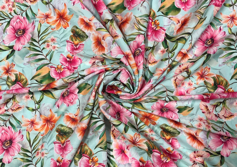 Multicolor Floral Printed Crepe Fabric