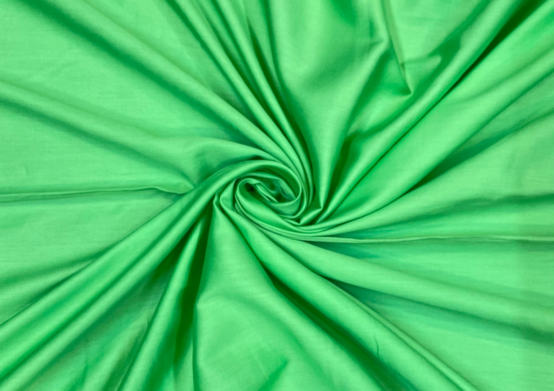 Parrot Green Plain Dyed Glace Cotton Fabric