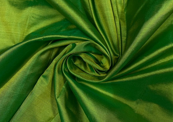Yellow & Light Green Plain Two Tone Pure Silk Fabric