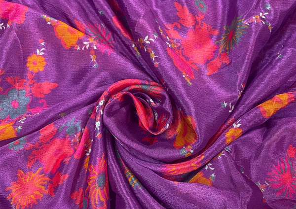 Printed Chiffon Purple Multicolor Floral