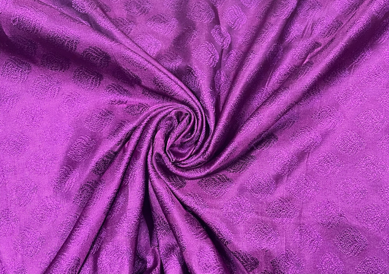 Pure Tanschui Silk Self Bright Purple Floral Print