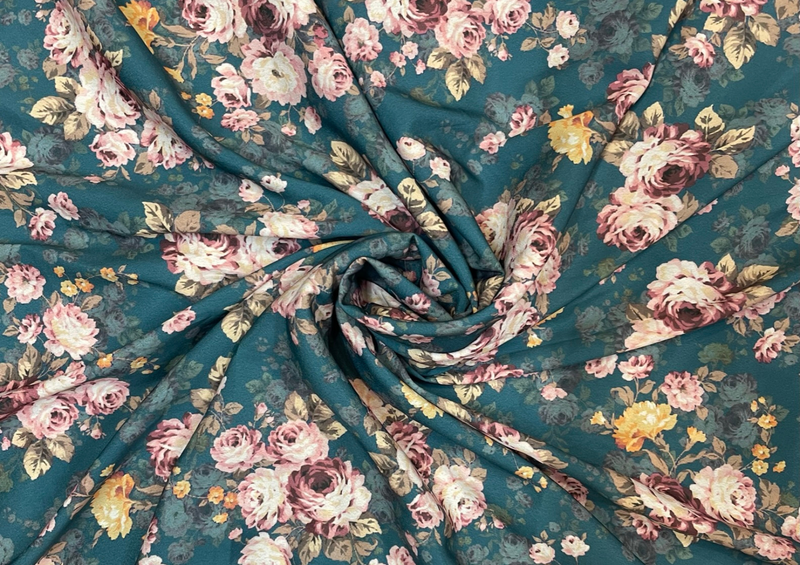 Multicolour Floral Printed Semi Crepe Fabric